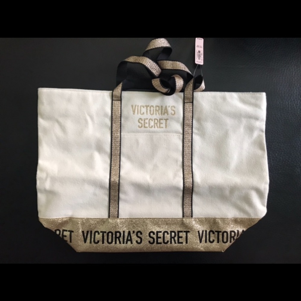 Victoria’s Secret Canvas & Gold Glitter Tote